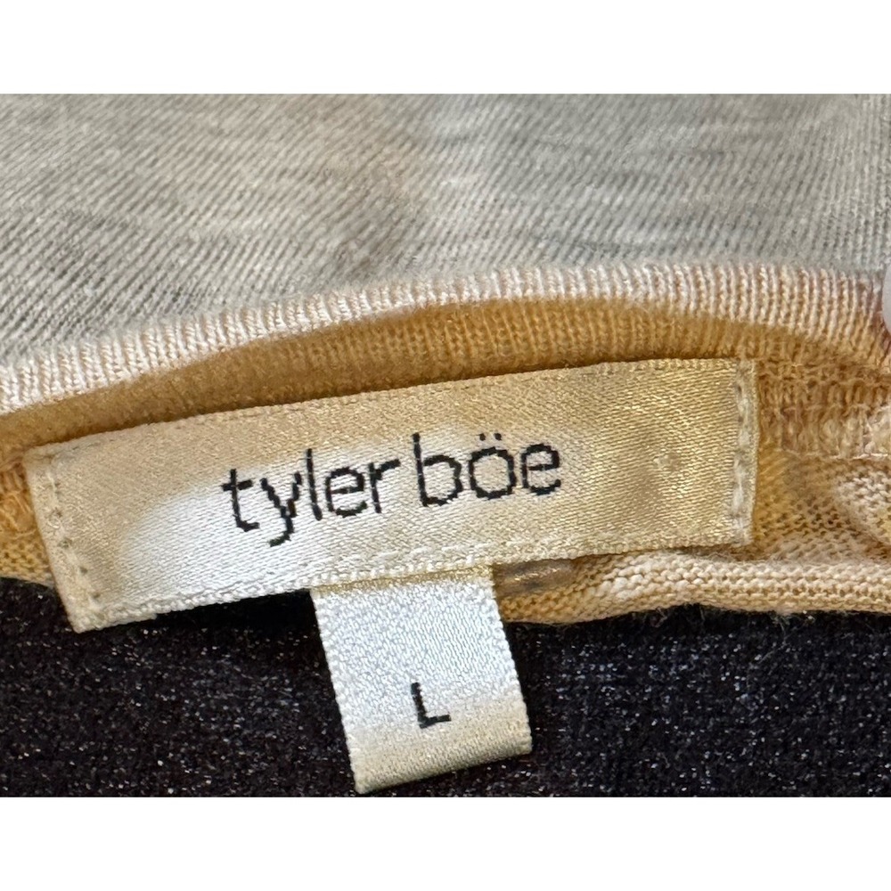 Tyler Boe Linen Top L Khaki Lagenlook Coastal Chic Boho Resort Minimalist - Picture 5 of 14